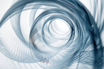Radial digital composition with sliced transparent rings and wire mesh fading away from the core to infinity.