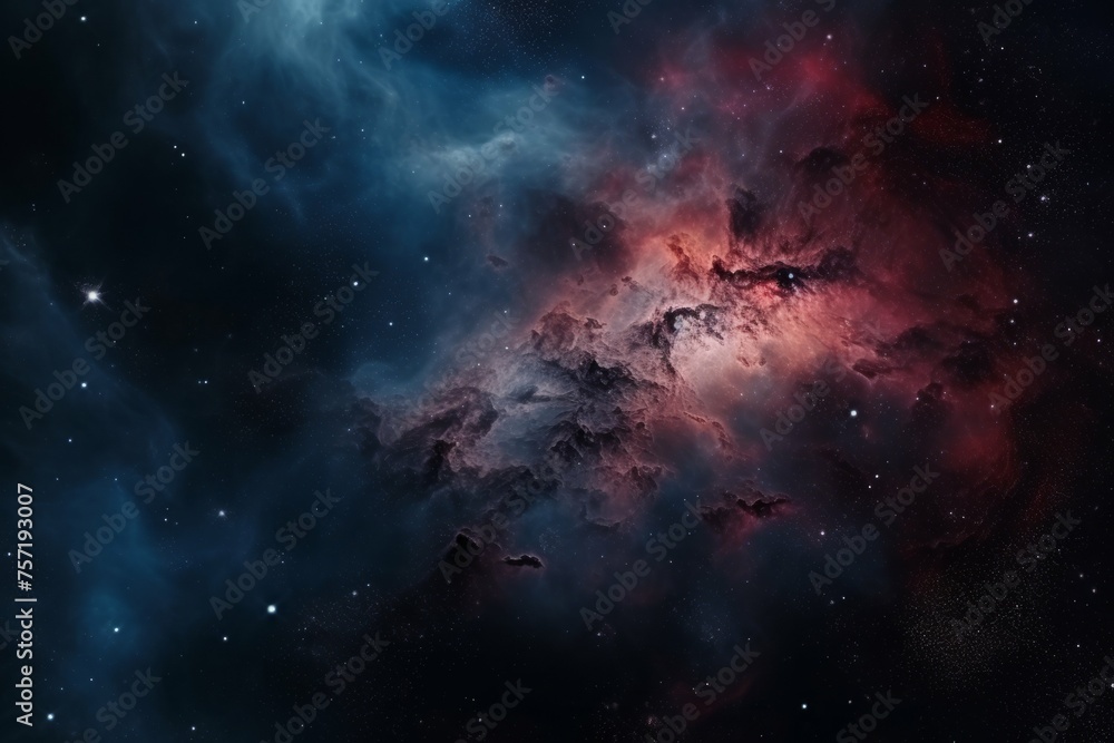 Wall mural a close up of a nebula in the night sky, with a variety of colors and shapes visible in the composit