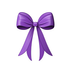 Purple bowknot with ribbon. The gift bow is isolated on a transparent background, an element for posters, cards, brochures, web, stickers, and social media. Generative AI.