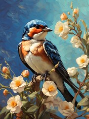 jaskółka, ptak, wiosna, van, Gogh