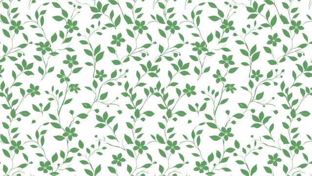 Green and white botanical seamless pattern