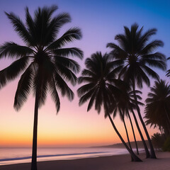Sea beach overlooking palm trees