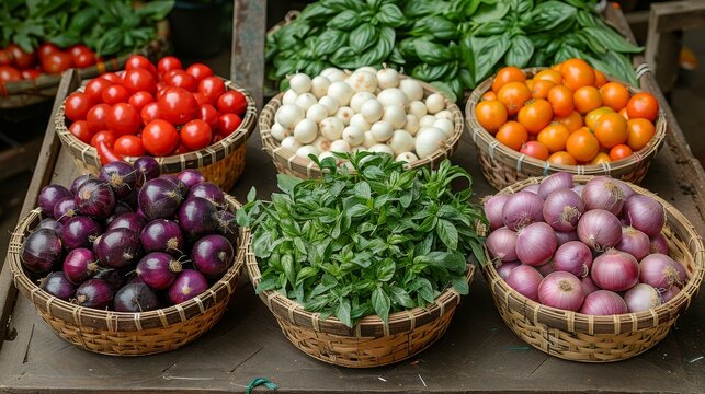 An array of ecological vegetables can be found on the market table