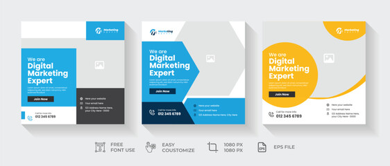 Business Social Media Layouts with Yellow Accents