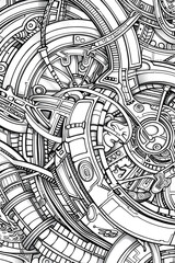 Fototapeta premium Artistic representation of a myriad of mechanical parts and gears intertwined in complexity