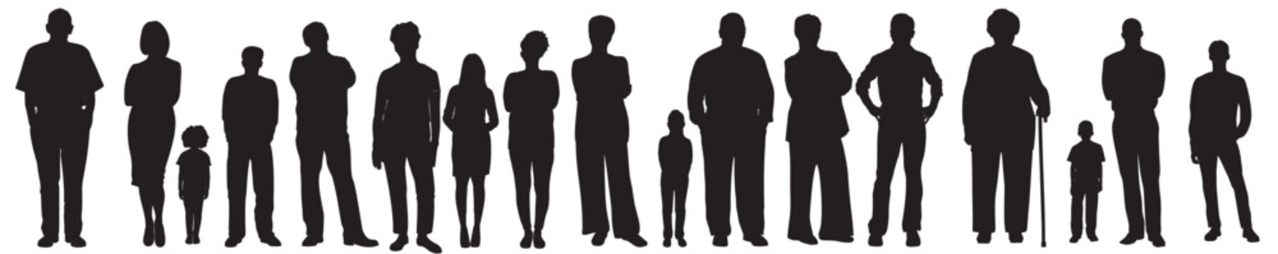 silhouette of people. Set of people silhouette. Group or collection of people silhouette. 