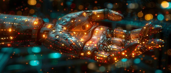 A robot and human touching a big data network connection, Data exchange, deep learning, science and artificial intelligence technology, innovation of the future.