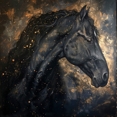 horse in the night - obrazy, fototapety, plakaty