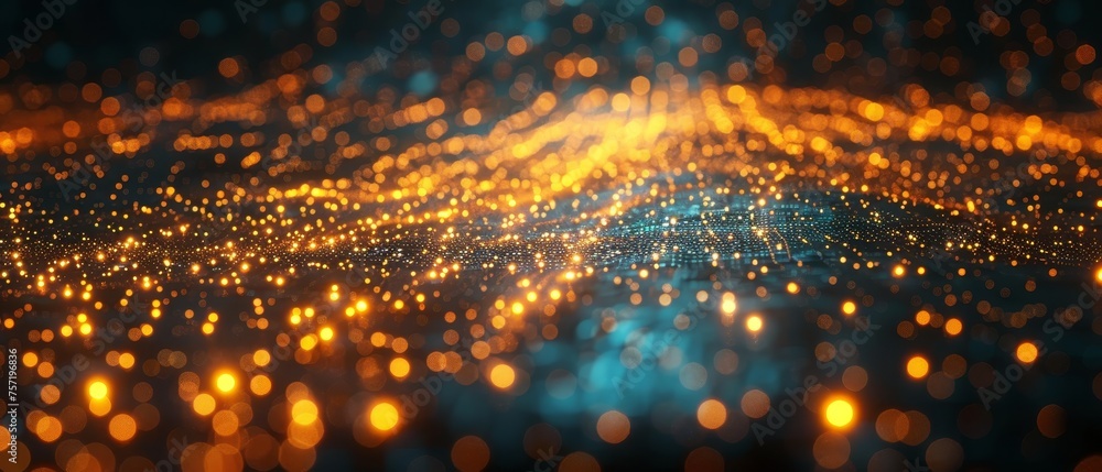 Poster smart city concept with abstract polygon pattern connected by speed line light, big data connection 