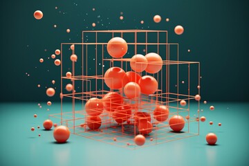 a group of orange balls in a grid