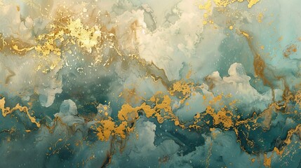 An abstract painting with a Chinese style. A painting with a mood, an ink landscape painting, and a golden texture. A painting with a golden texture. A painting of modern art. Prints, wallpapers,