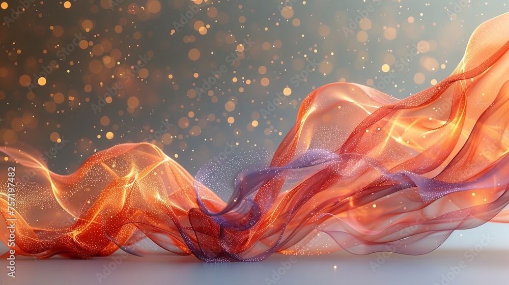 Aufkleber Infrared wind wave light effect. Realistic movement of rarefied water from a humidifier. Concept of power radiation in air flow...