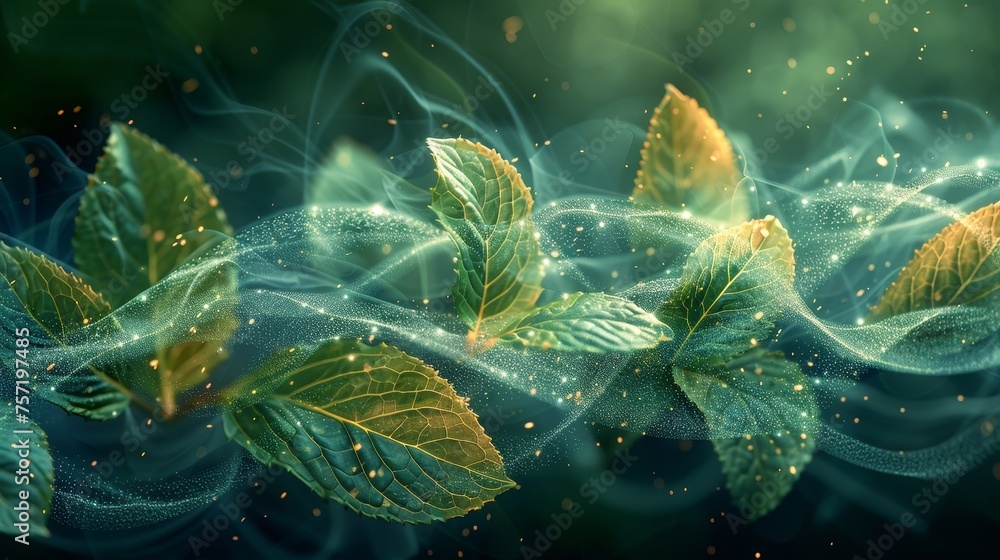 Poster fresh air flow modern elements. abstract light effect blowing from an air conditioner, purifier or h