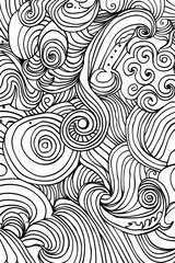 Intricate swirl patterns creating a mesmerizing black and white abstract image suitable for backgrounds or textures
