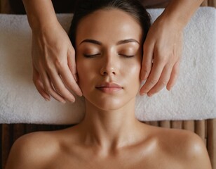 A woman is getting a facial treatment in a spa