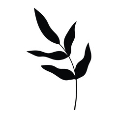 black silhouette of a plant, isolated on a white background