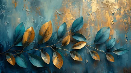 Fototapeten An abstract artistic background with retro brushstrokes and textured backgrounds. Oil on canvas. Modern art with green leaves, gray leaves, posters, cards, murals, rugs and prints. © Zaleman