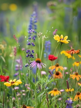 Celebrating Natures Untamed Beauty A Vibrant Meadow of Wildflowers in Full Bloom