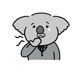 あくびをするコアラのビジネスマンの上半身イラスト