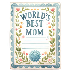 World's Best Mom Award Certificate Design