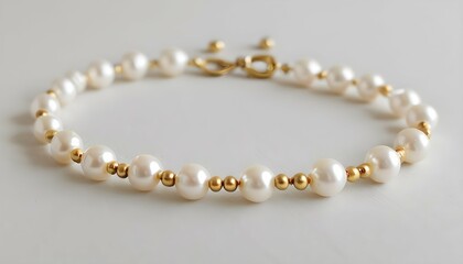 A Delicate Pearl Bracelet Accented With Tiny Gold