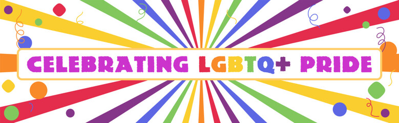Celebrating LGBTQ+ Pride long banner. background for banner, print, website or your design. Vector graphics