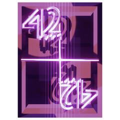 42, Zweiundvierzig, Design, doppelt lila, abstrakt