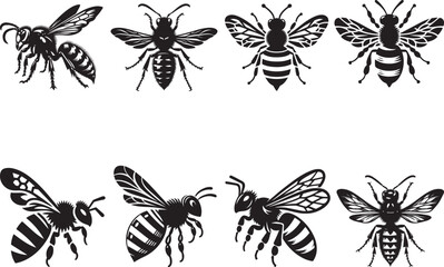 Bee Silhouettes EPS Super Bee Vector Amazing Bee Clipart	
 - obrazy, fototapety, plakaty