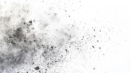 Charcoal black particles.charcoal particles on white background, abstract powder, black powder white background , PNG - obrazy, fototapety, plakaty