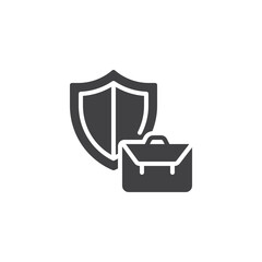 Briefcase with a shield vector icon - obrazy, fototapety, plakaty