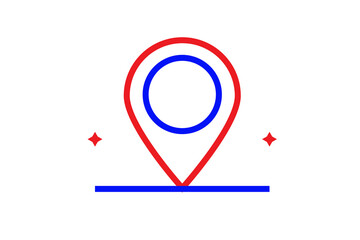 Red and blue map pointer illustration in line style design. Vector illustration.