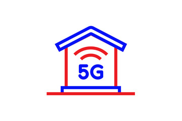 Red and blue safe 5G illustration in line style design. Vector illustration.