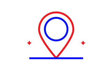 Red and blue map pointer illustration in line style design. Vector illustration.
