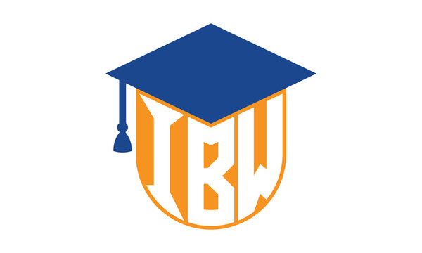 IBW initial letter academic logo design vector template. school college logo, university logo, graduation cap logo, institute logo, educational logo, library logo, teaching logo, book shop, varsity	
