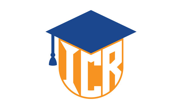 ICR initial letter academic logo design vector template. school college logo, university logo, graduation cap logo, institute logo, educational logo, library logo, teaching logo, book shop, varsity	
