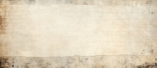 A close up of a rectangular piece of old paper with a beige border, featuring brown tints and...