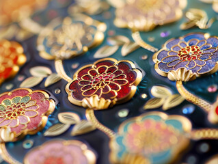 Luxury floral design design with gold and red florals