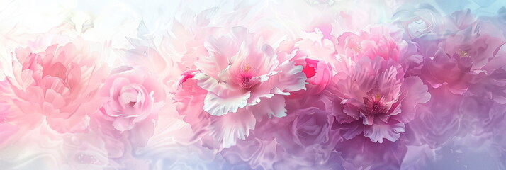 Delicate watercolor background with elegant peonies on a floral theme. Generative AI