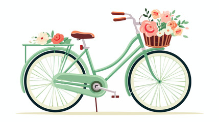 Fototapeta na wymiar A minimalist flat icon of a bicycle with a basket f