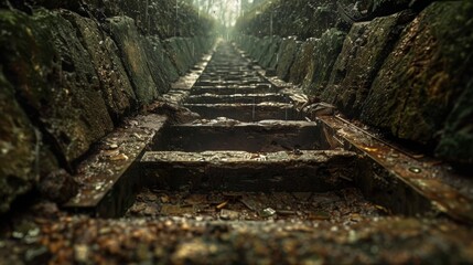  2 meters deep Trenche of solid ground, left and right side of tranche can be seen from camera point of view - obrazy, fototapety, plakaty