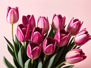 Fototapeta premium Bouquet of beautiful tulips on light background