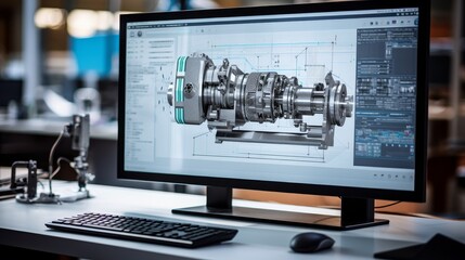 Engineering Designer : a mechanical engineering design software on a computer screen - obrazy, fototapety, plakaty