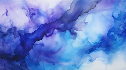 Abstract ombre watercolor background with Deep purple, Electric blue with a hint of green, Black