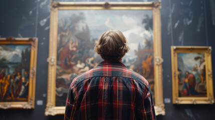 Exploring Renaissance Masterpieces: A Glimpse into the Past at an Old Art Museum Gallery - obrazy, fototapety, plakaty