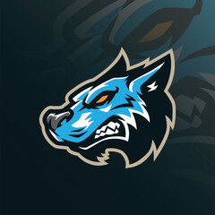Wolf mascot logo design with modern illustration concept style for badge, emblem and t shirt printing. Wolf head illustration for sport and esport team.