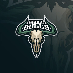 Skull mascot logo design with modern illustration concept style for badge, emblem and t shirt printing. Skull bull illustration.