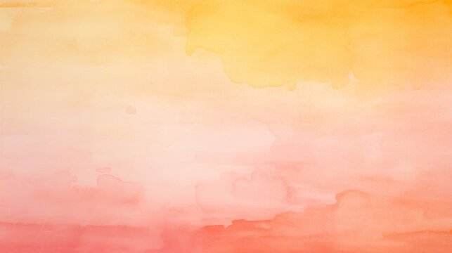 Abstract ombre watercolor background with Deep Orange, Golden Yellow, Light Pink