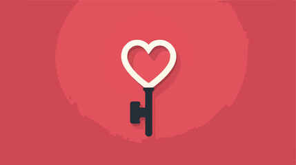 A minimalist flat icon of a key with a heart-shaped