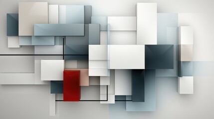 Geometric Abstract Painting With Squares and Rectangles