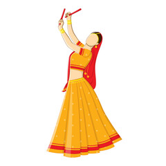 Beautiful dancing lady illustration on transparent background